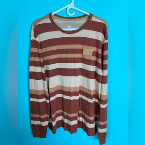 EUC Nike Long Sleeve Striped T-Shirt with Leather Logo Patch